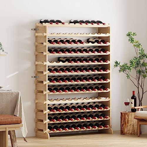 soges Weinregal Weinregal aus unbehandeltem Holz mit 12 Etagen für 120 Flaschen, 110 x 35 x 140 cm von soges
