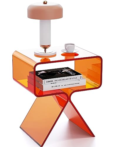 solaround Acryl Nachttisch Beistelltisch Modernes Design Clear Home Decor Display Endtisch (Orange) von solaround