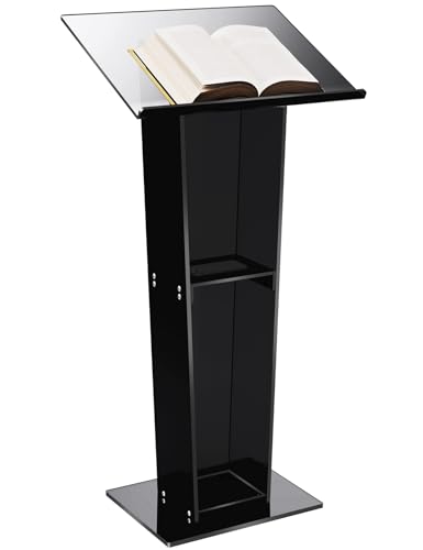 solaround Acryl Clear Podium Stand mit Speicher Regal, Plexiglas Pulpits für Kirchen, Konferenz, Reden, Hochzeiten, Klassenzimmer (Black) von solaround