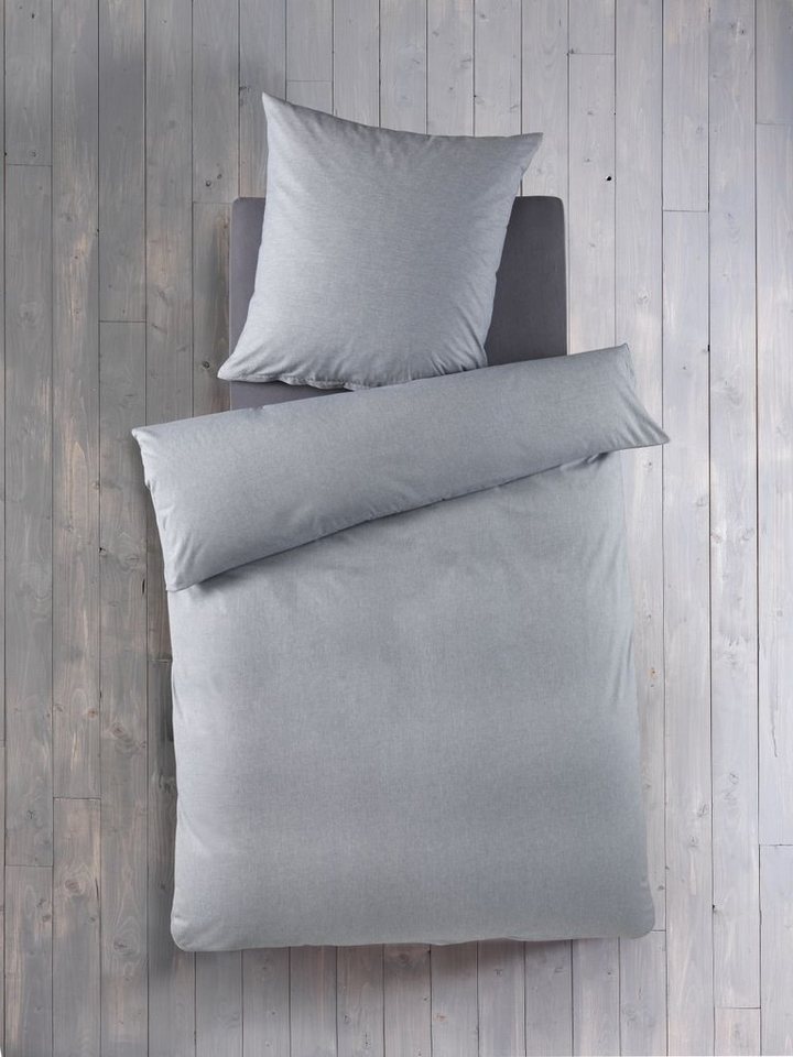 Bettwäsche Chambray 135 cm x 200 cm grau, soma, Baumolle, 2 teilig, Bettbezug Kopfkissenbezug Set kuschelig weich hochwertig von soma