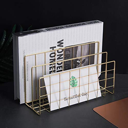 soobu Briefständer, Schreibtischregal aus Eisen, 3 Multifunktionsgitter für den Heimgebrauch (Golden) von soobu