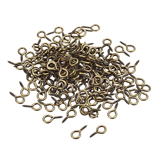 sourcing map 200 Stück Kleine Schraube Augenstifte Haken Mini Ösen Schrauben Gewinde 6.8x13x1.4mm Selbstschneidende Bolzen für Schmuck Herstellung Ergebnisse DIY Handwerk Bronze Ton von sourcing map