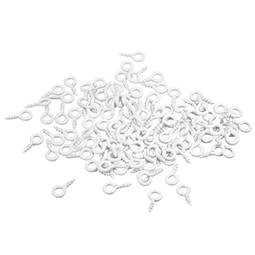 sourcing map 500 Stück Kleine Schraube Augenstifte Haken Mini Ösen Schrauben Gewinde 4x8x1mm Selbstschneidende Bolzen für Schmuck Herstellung Ergebnisse DIY Handwerk Weiß von sourcing map