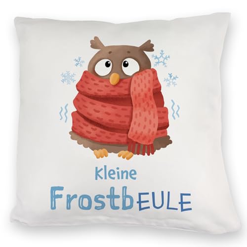 speecheese Kleine Frostbeule Kuschelkissen mit Spruch niedlicher Eule EIN bequemes DekoKuschelkissen für die Couch lustiges Eule Motiv Frostbeulen frieren Frauen Geburtstag Kuschelkissen von speecheese