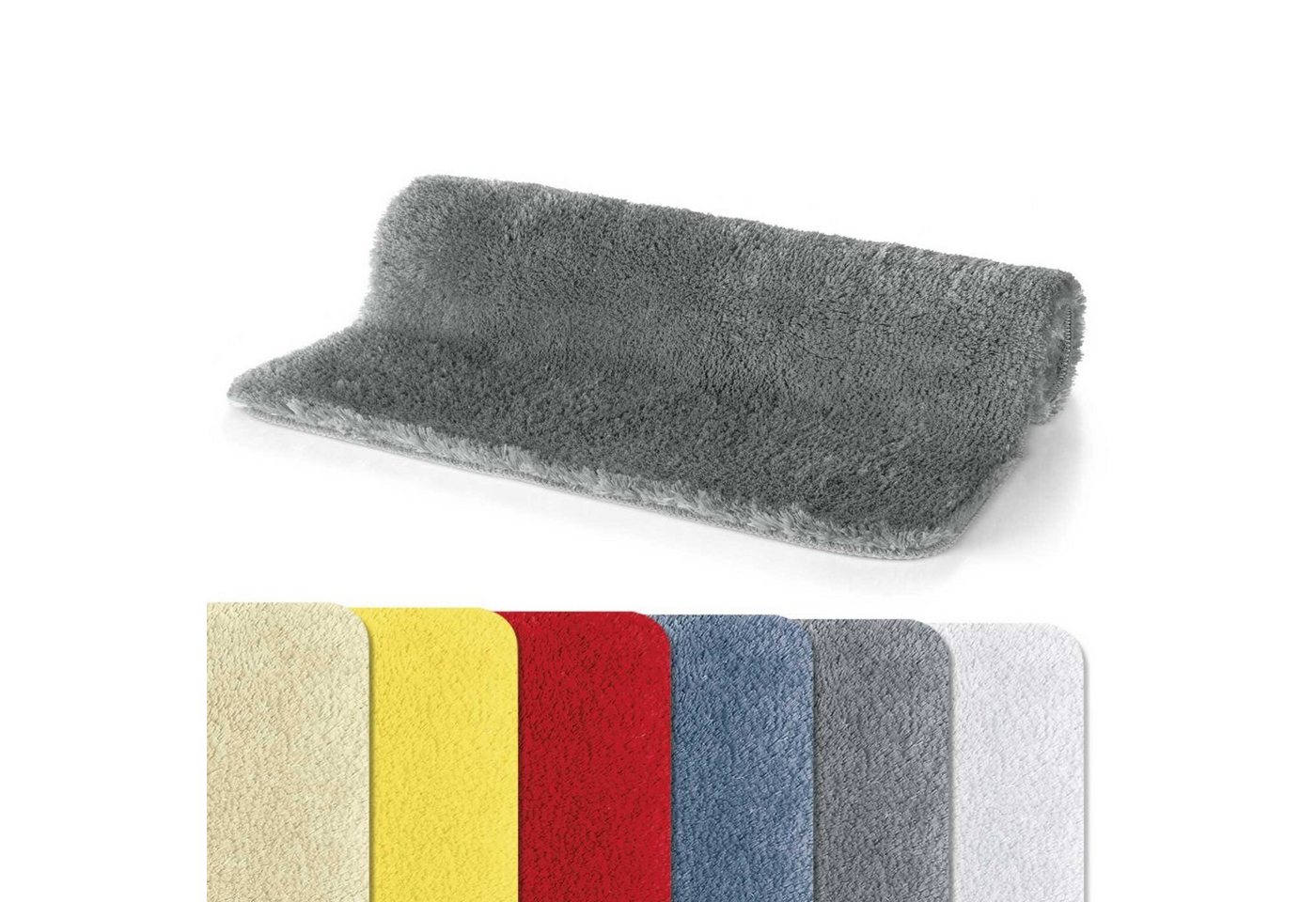 Badematte FINO spirella, Höhe 25 mm, Badteppich Hochflor, 100% Polyester Mikrofaser Supersoft, Anti-Rutsch Beschichtung, Für Fussbodenheizung geeignet, Waschbar 40°, Schnelltrocknend, Polyester, rechteckig von spirella