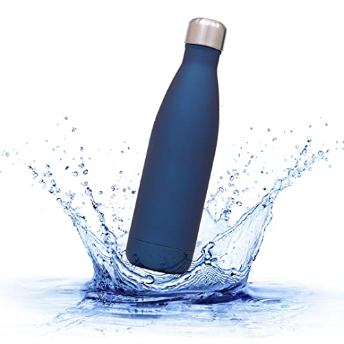 sprengers – Trinkflasche aus Edelstahl – auslaufsichere & thermoisolierte Wasserflasche hält Getränke bis zu 18 Stunden warm oder kalt – Wasserflasche für Kohlensäure geeignet (Blau, 0,5 l) von sprengers