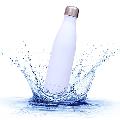 sprengers – Trinkflasche aus Edelstahl – auslaufsichere & thermoisolierte Wasserflasche hält Getränke bis zu 18 Stunden warm oder kalt – Wasserflasche für Kohlensäure geeignet (Weiß, 0,5 l) von sprengers