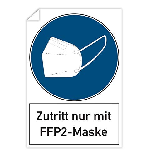 Hinweis - Zutritt nur mit FFP2 Maske - / Maskenpflicht FFP 2 / KN95 Maske (3 Aufkleber 200x300 mm) Autoaufkleber Busaufkleber ÖPNV von STEMPEL-FABRIK