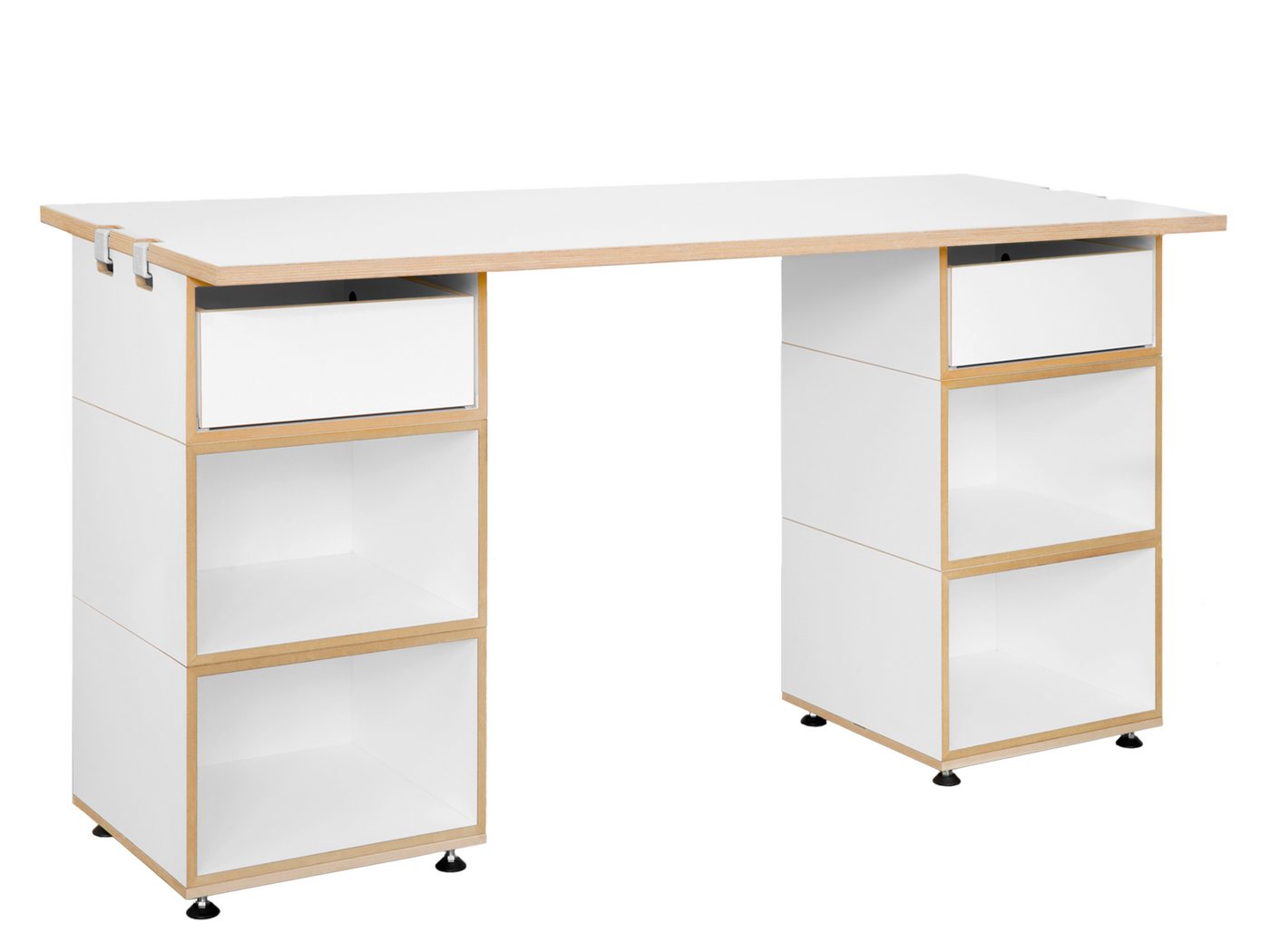 stocubo GmbH Regal-Schreibtisch Flexibler Home-Office Schreibtisch aus Holz weiß Design, Modulares Gestell, das zu einem Regal erweitert werden kann. von stocubo GmbH