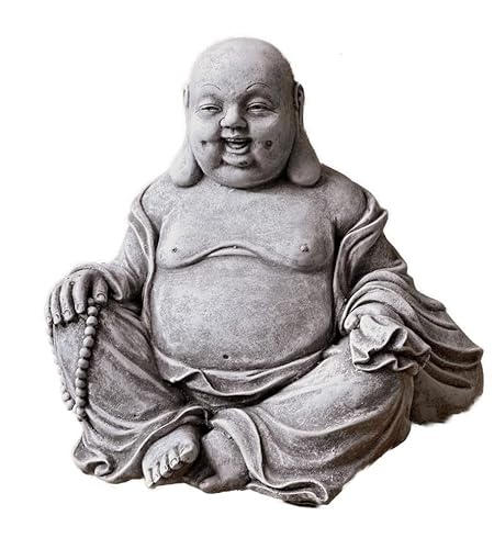 stoneandstyle Steinfigur Dicker Buddha sitzend frostfest Steinguss von stoneandstyle
