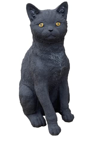 stoneandstyle Steinfigur Kater Moritz schwarz sitzend Steinguss frostfest massiv 12,9 kg von stoneandstyle