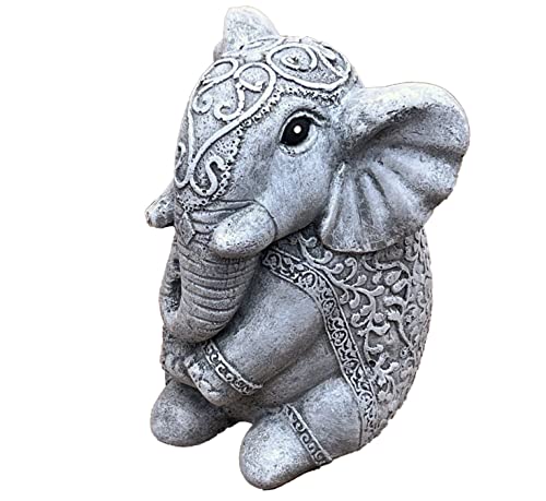 stoneandstyle Steinfigur indischer Elefant frostfest Steinguss massiv von stoneandstyle