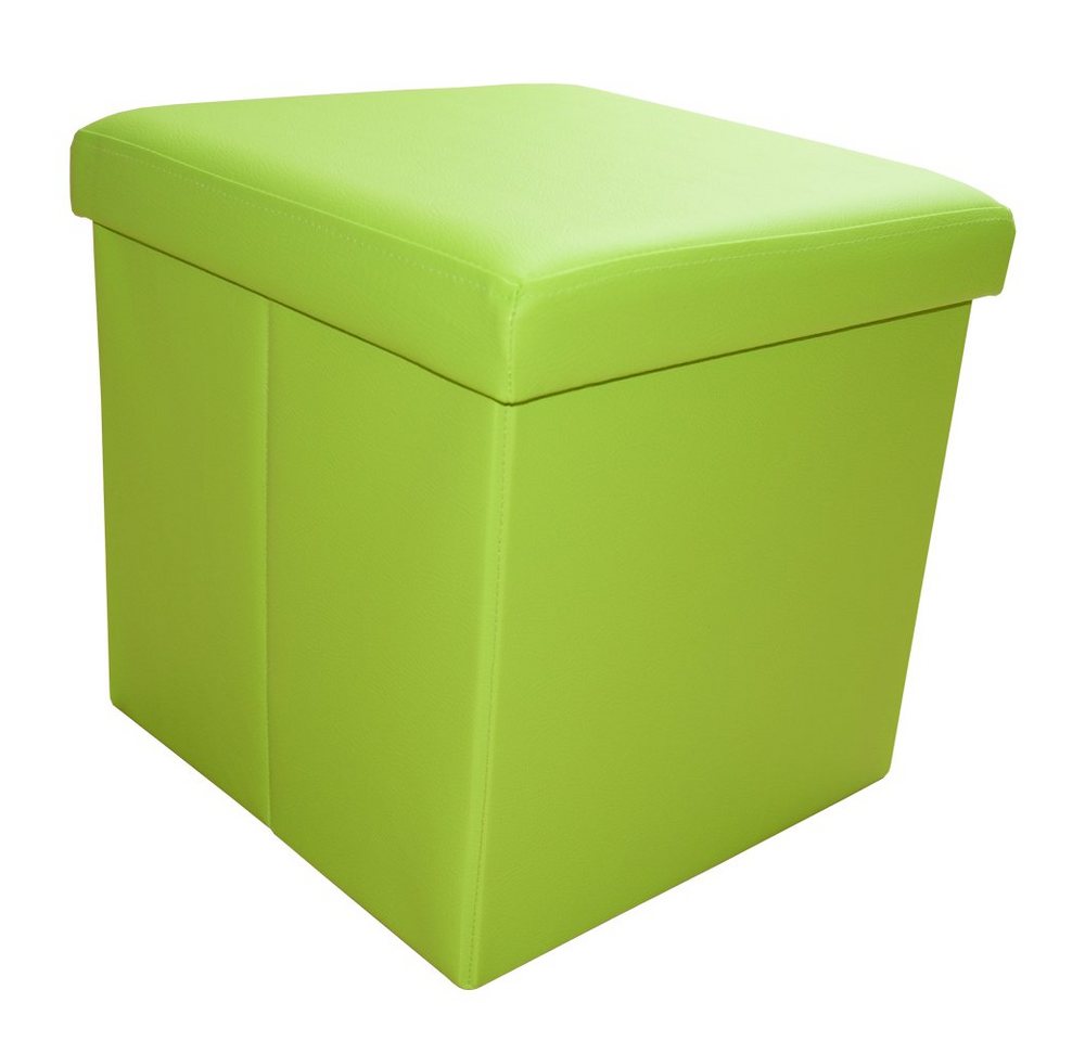 style home Sitzhocker faltbare Sitzbank mit Stauraum (Aufbewahrungsbox mit Deckel, gepolstert Sitzwürfel Fußhocker, Sitztruhe aus Kunstleder), für Wohnzimmer Schlafzimmer, 38 * 38 * 38 cm Green von style home