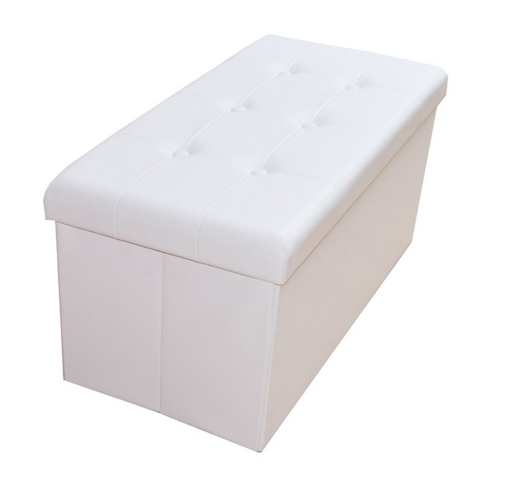 style home Sitzhocker faltbare Sitzbank mit Stauraum (Aufbewahrungsbox mit Deckel, gepolstert Sitzwürfel Fußhocker, Sitztruhe aus Kunstleder), für Wohnzimmer Schlafzimmer, 76 * 38 * 38 cm White von style home