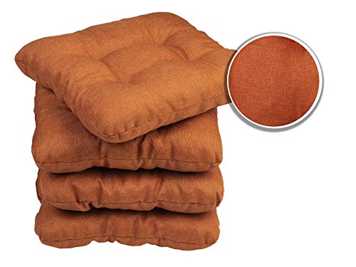 sunnypillow 4er Set Stuhlkissen 40x40 cm Bequeme 8cm Polsterauflage Auflage für Stühle/Bänke in Haus und Garten Sitzkissen Sitzauflage Gartenkissen viele Farben zur Auswahl Orange von sunnypillow