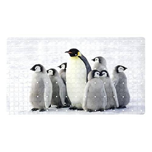 Badewannenmatte rutschfest,Duschmatte,Badematte für Wanne,Antarktische Pinguine,PVC Badewannenmatten Dekor-Badematten von suojapuku