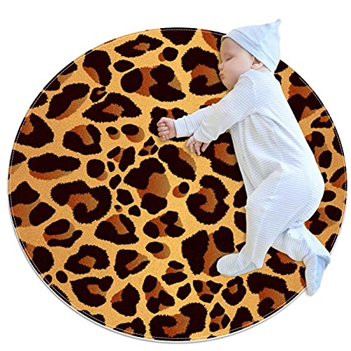 suojapuku Runde Teppiche,mittlere Teppiche,waschbare Teppiche,Waldtier Leopard,Teppich für Schlafzimmer,Wohnzimmer,Rutschfester Teppich von suojapuku