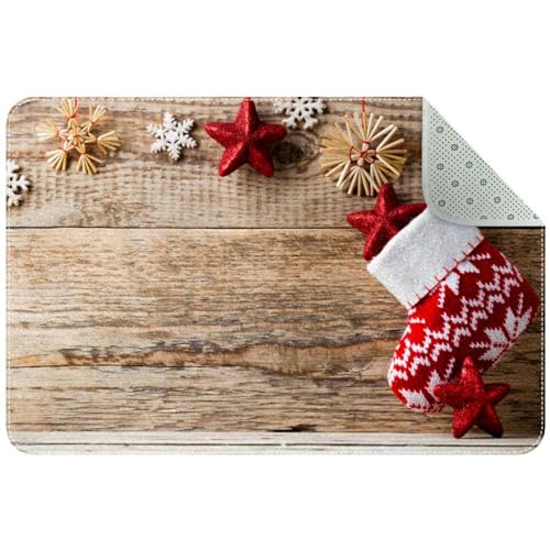 suojapuku Teppiche,Innentürmatte,Weihnachten aus Holz,waschbarer Teppich für Schlafzimmer,Wohnzimmer,Rutschfester Teppich von suojapuku