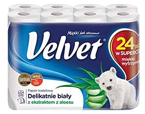 24 Rollen Velvet Aloe Duft Toilettenpapier 3-lagig 153 Blatt Zellstoff Klopapier WC von swettews