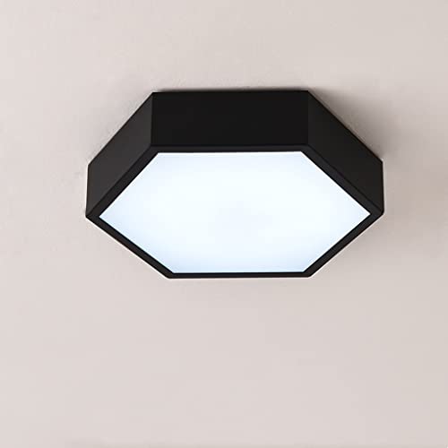 LED Modern Deckenleuchten 24W Hexagon Flurlampe Einfach Deckenlampe Korridor Eingang Deckenbeleuchtung Warmes Licht/kaltes Licht Schlafzimmer Bad Gang Balkon Ø24cm,Schwarz von sxysxysxy