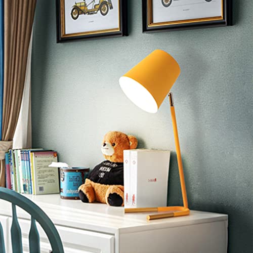 sxysxysxy Schreibtischlampe Nordic Kinder Büro Augenschutz Leselampe Verstellbare Metall Tischleuchte Modern Tischlampe Schlafzimmer Nachttischlampe Nachtlampe E27*1,Gelb von sxysxysxy