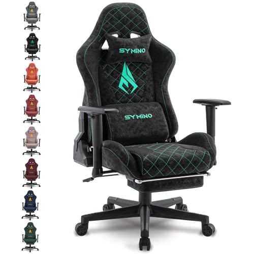 symino Gaming Stuhl, Ergonomischer Bürostuhl, Rennstuhl-Design PC Stuhl, Vintage-PU-Leder, Verstellbarer Drehbarer Task Stühle mit Fußstütze (Schwarz) von symino