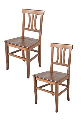 t m c s Tommychairs - 2er Set Stühle Artemisia für Küche und Esszimmer, Robuste Struktur aus lackiertem Buchenholz in der Farbe Nussbraun und Sitzfläche aus Holz von t m c s