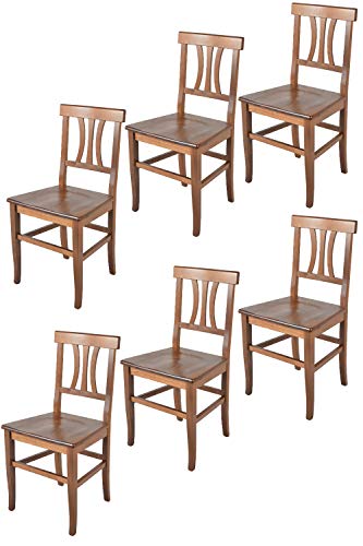 t m c s Tommychairs - 6er Set Stühle Artemisia für Küche und Esszimmer, Robuste Struktur aus lackiertem Buchenholz in der Farbe Nussbraun und Sitzfläche aus Holz von t m c s