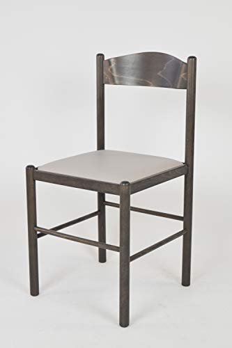 Tommychairs - Set 2 Stühle Pisa 38 für Küche Bar und Esszimmer, Gestell aus Buchenholz lackiert Anilin Dunkelgrau und Sitzfläche mit Kunstleder überzogen hellgrau von t m c s