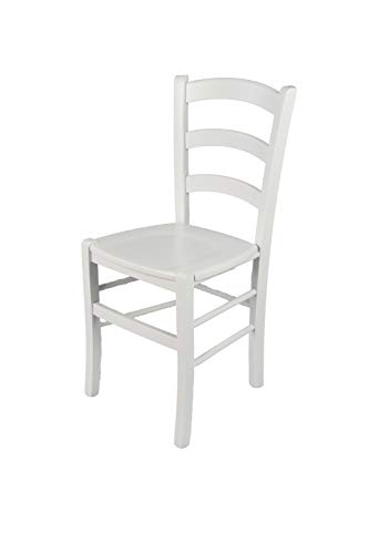 t m c s Tommychairs - Stuhl Venezia für Küche und Esszimmer, Robuste Struktur aus lackiertem Buchenholz im Farbton Weiss (deckend) und Sitzfläche aus Holz von t m c s