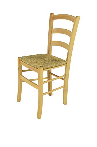t m c s Tommychairs - Stuhl Venice für Küche und Esszimmer, robuste Struktur aus lackiertem Buchenholz im Farbton Naturfarben und Sitzfläche aus Stroh von t m c s