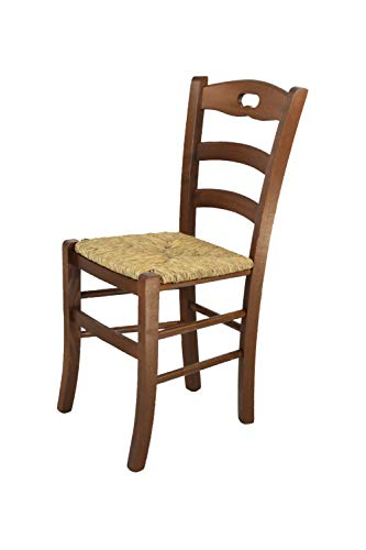 t m c s Tommychairs - Stuhl Savoie für die Küche und Esszimmer, Robuste Struktur aus lackiertem Buchenholz, im Farbton Nussbraun und Sitzfläche aus Stroh von t m c s