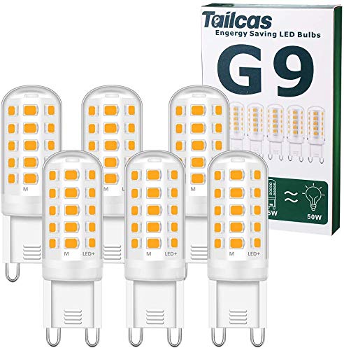 Tailcas G9 LED Lampe Warmweiß 3000K, 5W LED Lampen Ersatz für 30W 40W 50W Halogenlampe, G9 LED Leuchtmittel 500LM, Nicht dimmbar, Kein Flimmern, 360° Abstrahlwinkel, AC 220-240V, 6 Stück von Tailcas