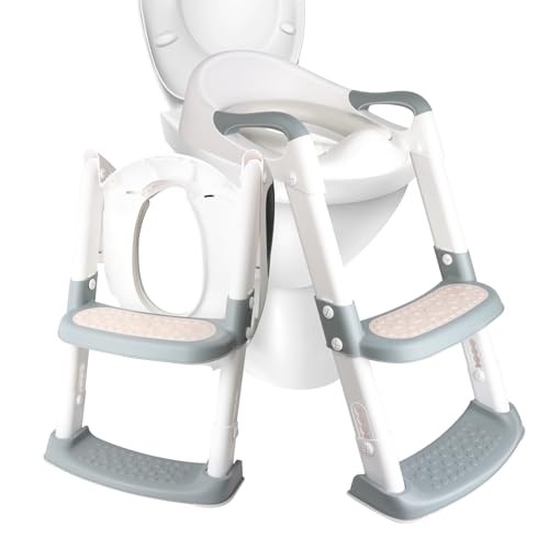 talifoca Toilettensitz Kinder, Toilettensitz Toilettentrainer mit Treppe, Upgraded Kindertoilette für Jungen und Mädchen, 2-in-1 kinder toilettensitz mit treppe, Spritz- und Rutschfestes Trittbrett. von talifoca