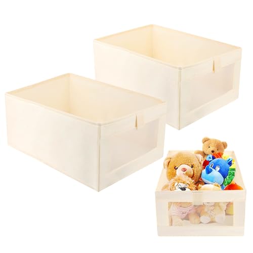 talifoca Aufbewahrungsbox, 2er Set Wardrobe Organizer, Faltbox Aufbewahrungskiste Ordnungsbox mit Transparentem Sichtfenster für Kleiderschrank, Kleidung, Bücher, Kosmetik, Spielzeug von talifoca