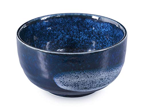 Original japanische Matcha Schale handglasiert dunkelblau 390ml von tea4chill