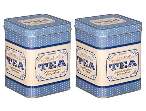 tea4chill 2 Stk Teedosen für losen Tee 200g, Gewürzdosen, Special Blend, Metall, eckig mit Scharnierdeckel, 88 x 88 x 115mm (LxBxH) von tea4chill