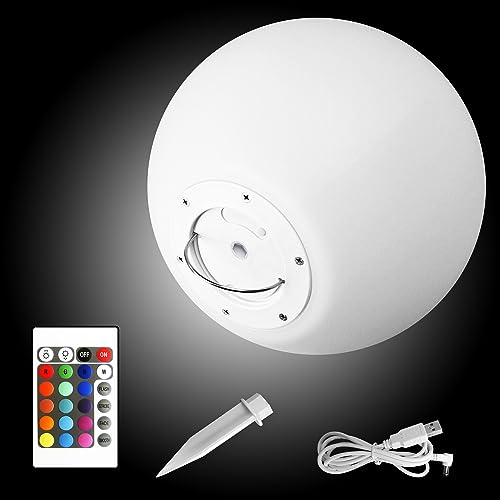 @tec Kabellose LED Kugellampe 30cm mit Dimmer, Farbwechsel und Fernbedienung - Kugel-Dekoleuchte mit Spritzwassergeschützt nach IP54 - Kugelleuchte für Haus & Garten von @tec