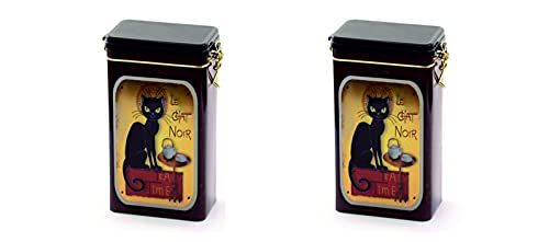 2 X teemando® Dose "Le Chat Noir" 500 g eckig, mit Aroma-Bügelverschluss, geprägt 21,3 x 11,5 x 7,4 cm = zwei Dosen von teemando