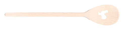 teemando® , kräftiger Kochlöffel aus Holz, mit Motiv Hahn und ihrem Wunschtext, Hier personalisiert, mit individueller Lasergravur, oval, 30 cm, das besondere Geschenk von teemando
