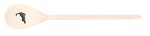 teemando® , kräftiger Kochlöffel aus Holz, mit Motiv Katze und ihrem Wunschtext, Hier personalisiert, mit individueller Lasergravur, oval, 30 cm, das besondere Geschenk von teemando