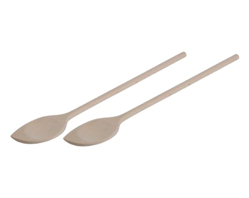 teemando® 2 X stabiler Marken-Kochlöffel spitze Form aus Holz, 30 cm, ovaler Kochlöffel zum Kochen und Backen von teemando