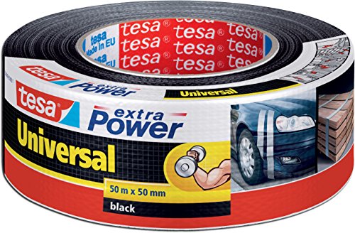 tesa 56389 Reparaturband extra Power Universal, UV-beständig, wasserfest, 50m x 50mm, schwarz (4er Pack) von tesa