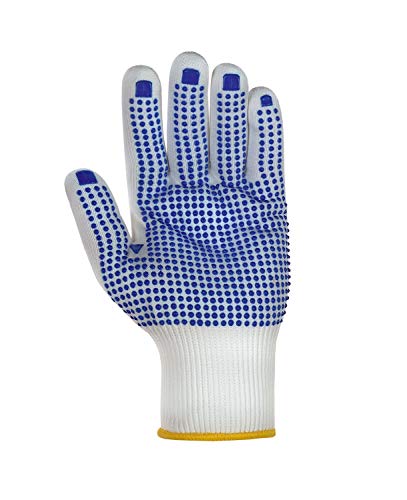 (12 Paar) teXXor Handschuhe Feinstrickhandschuhe Nylon 12 x weiß/Blaue Noppen 10 von texxor