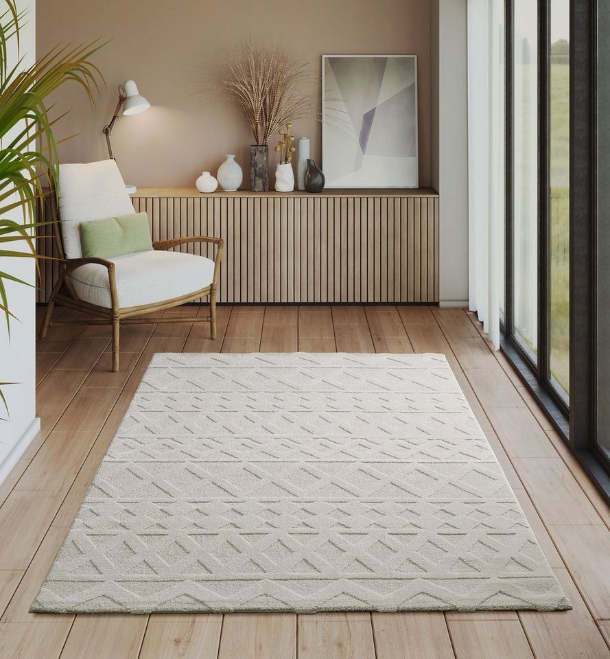 Teppich Everest moderner Kurzflor Teppich mit Hoch-Tief-Effekt, Wohnzimmer, the carpet, Rechteck, Höhe: 14 mm, 3D Effekt, hohe Flordichte und angenehm weich, exklusives Design von the carpet