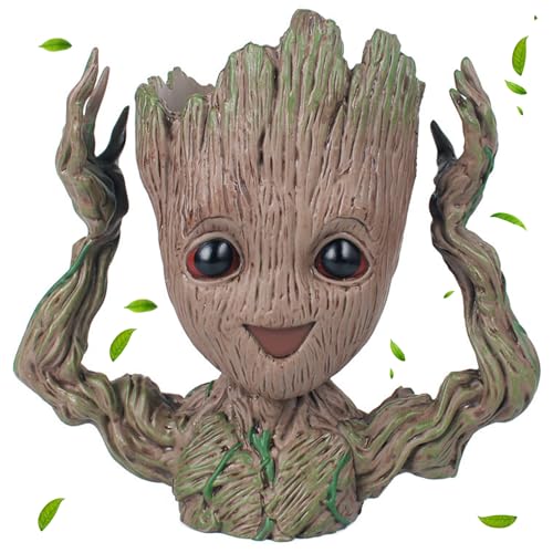 thematys Baby Groot Blumentopf 15x19,5x8cm - Authentische Spielfigur aus Filmklassikern, Actionfigur für Fans, Stiftehalter & Geschenkidee - Vielseitige Deko für Garten, Schreibtisch & Aquarium von thematys