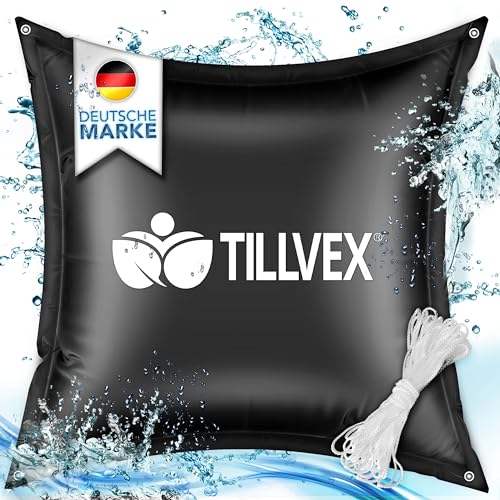 tillvex® Poolkissen Winter XXL | Luftkissen inkl. Reparaturkit | Winterkissen mit Sicherheitsventil | Poolpolster Pool Abdeckung Kissen Doppelnaht (2 Stück - 120x120cm, Schwarz) von tillvex