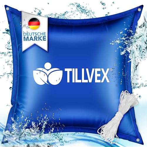 tillvex® Poolkissen Winter XXL | Luftkissen inkl. Reparaturkit | Winterkissen mit Sicherheitsventil | Poolpolster Pool Abdeckung Kissen Doppelnaht (8 Stück - 120x120cm, Blau) von tillvex