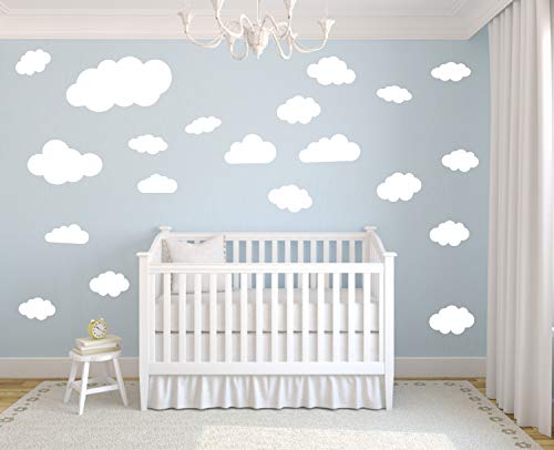 timalo® 35 Stück Wandtattoo Kinderzimmer XL Große Wolken Himmel Pastell Wandsticker – Aufkleber Wolkenset | 73091-SET18-35 | weiß von timalo