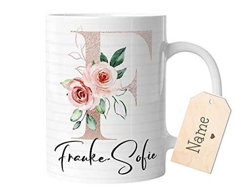 timalo® Coole Tasse mit Namen | Initialen | Personalisierte Kaffeetasse Geschenktasse zum Geburtstag Muttertag Geschenk für Frauen Kaffeebecher | mug-mono01-F von timalo